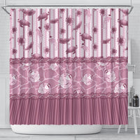 Hawaii Christmas In July Shower Curtain Dusty Pink Mele Kalikimaka Sea Animals