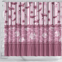 Hawaii Christmas In July Shower Curtain Dusty Pink Mele Kalikimaka Sea Animals