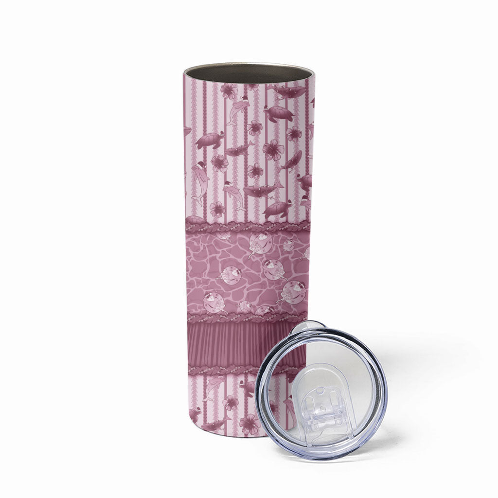 Hawaii Christmas In July Skinny Tumbler Dusty Pink Mele Kalikimaka Sea Animals