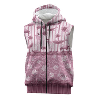 Hawaii Christmas In July Sleeveless Zip Hoodie Dusty Pink Mele Kalikimaka Sea Animals