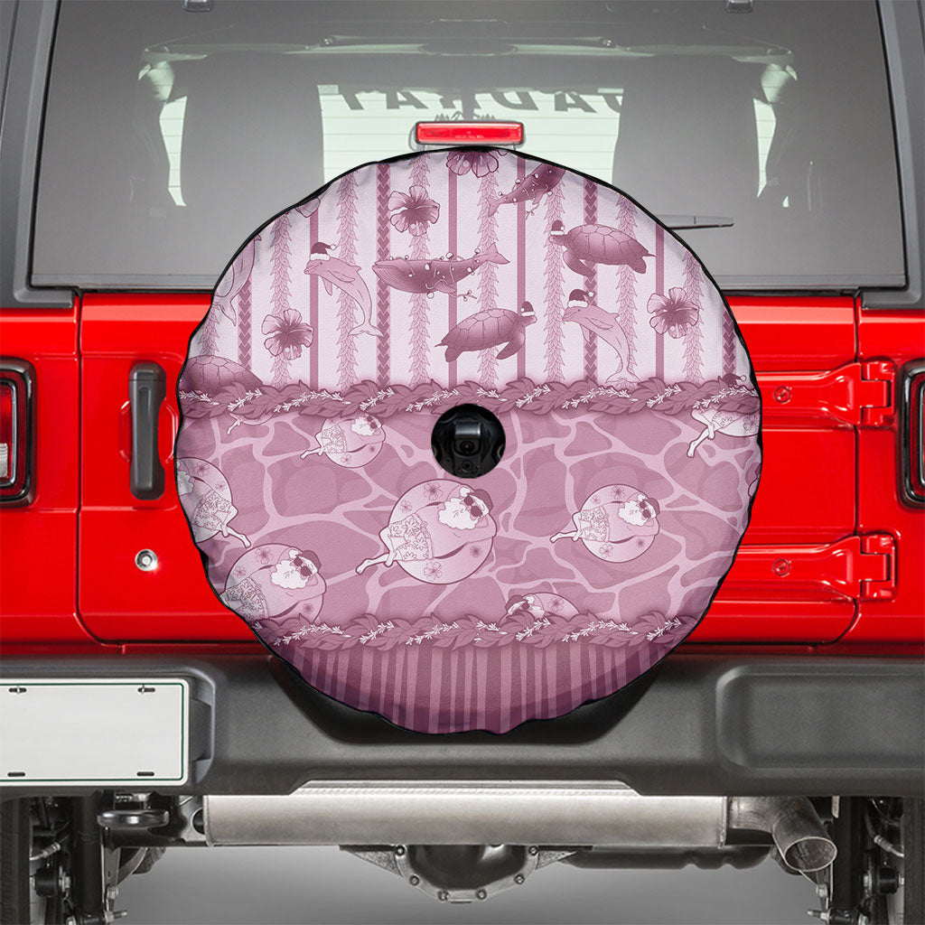 Hawaii Christmas In July Spare Tire Cover Dusty Pink Mele Kalikimaka Sea Animals