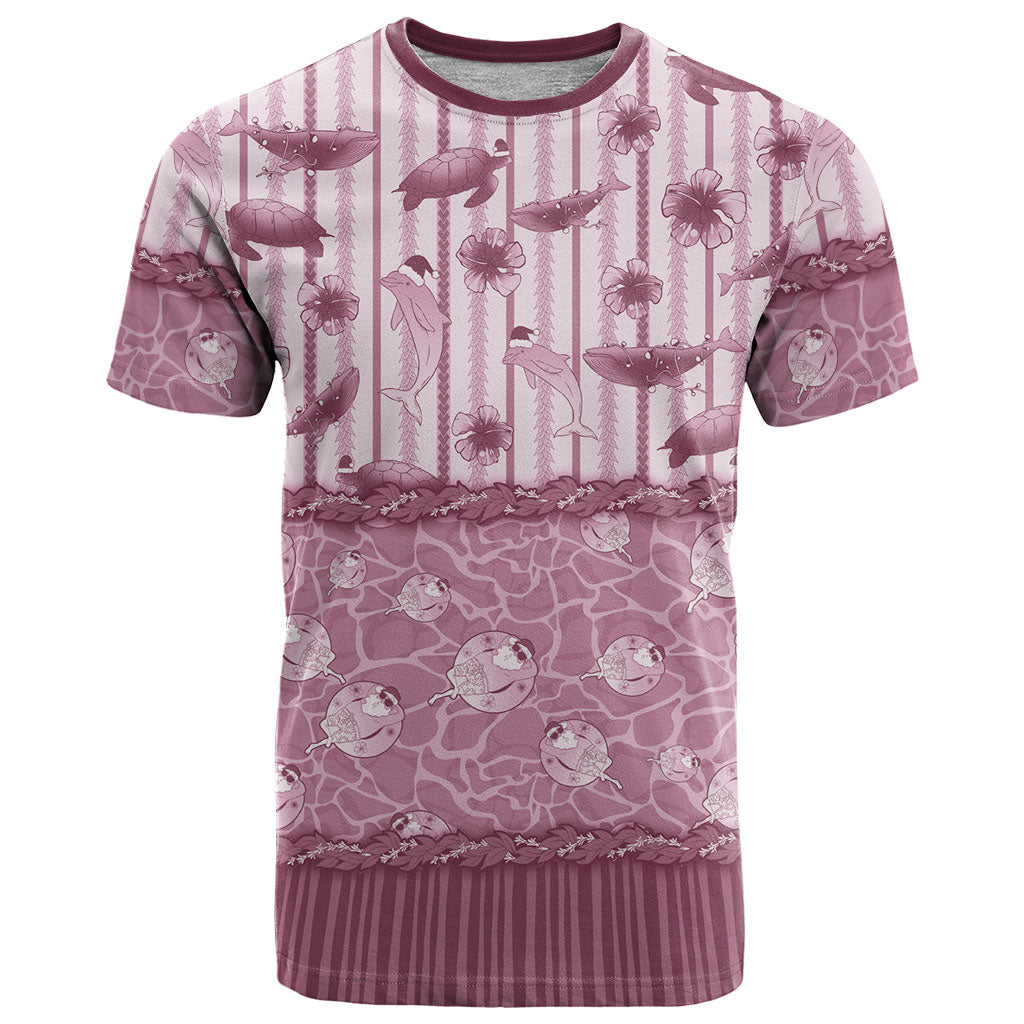 Hawaii Christmas In July T Shirt Dusty Pink Mele Kalikimaka Sea Animals