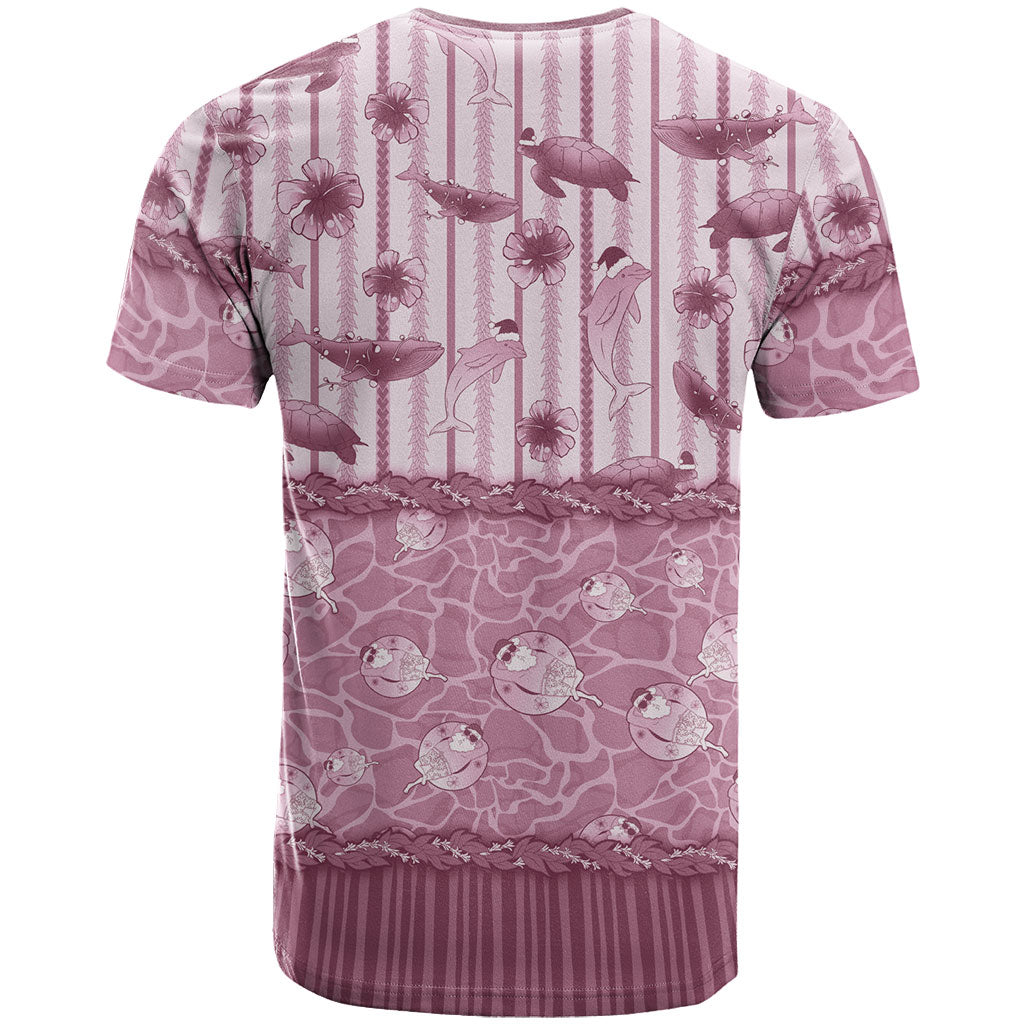 Hawaii Christmas In July T Shirt Dusty Pink Mele Kalikimaka Sea Animals