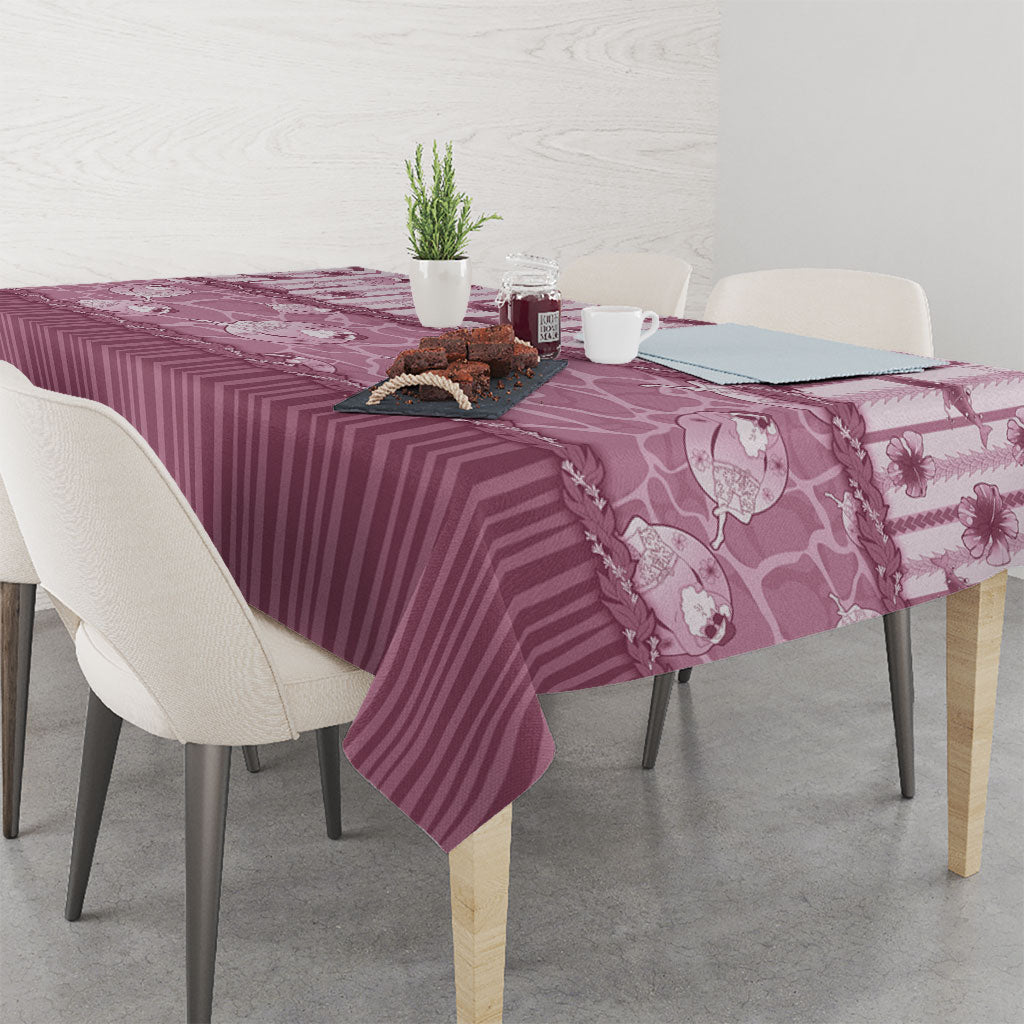 Hawaii Christmas In July Tablecloth Dusty Pink Mele Kalikimaka Sea Animals