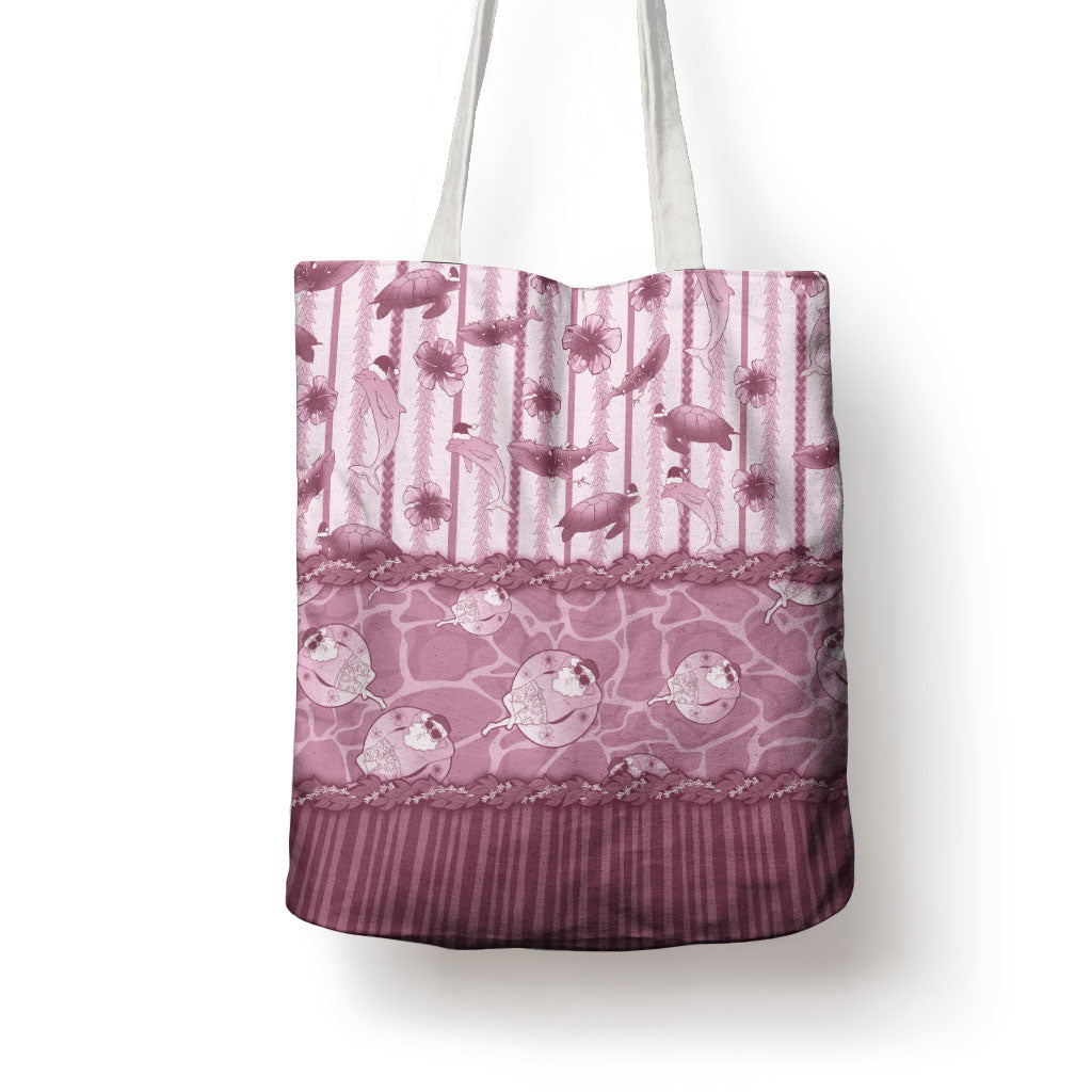 Hawaii Christmas In July Tote Bag Dusty Pink Mele Kalikimaka Sea Animals