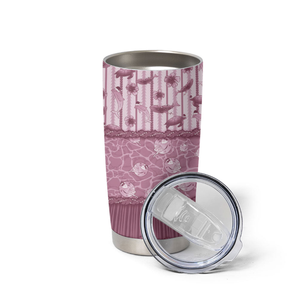 Hawaii Christmas In July Tumbler Cup Dusty Pink Mele Kalikimaka Sea Animals