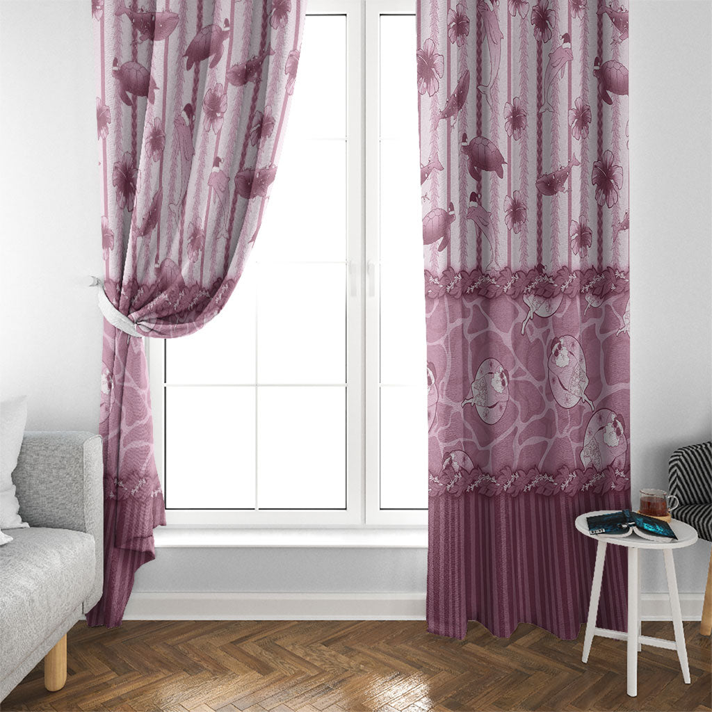 Hawaii Christmas In July Window Curtain Dusty Pink Mele Kalikimaka Sea Animals