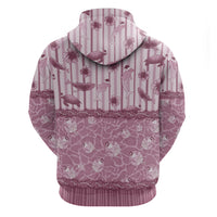 Hawaii Christmas In July Zip Hoodie Dusty Pink Mele Kalikimaka Sea Animals