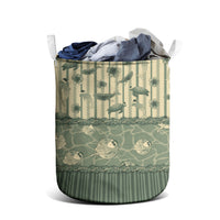 Hawaii Christmas In July Laundry Basket Olive Green Mele Kalikimaka Sea Animals