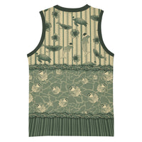 Hawaii Christmas In July Basketball Jersey Olive Green Mele Kalikimaka Sea Animals