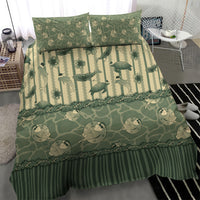 Hawaii Christmas In July Bedding Set Olive Green Mele Kalikimaka Sea Animals