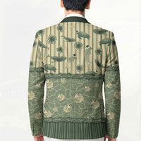 Hawaii Christmas In July Blazer Olive Green Mele Kalikimaka Sea Animals