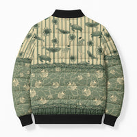 Hawaii Christmas In July Bomber Puffer Jacket Olive Green Mele Kalikimaka Sea Animals