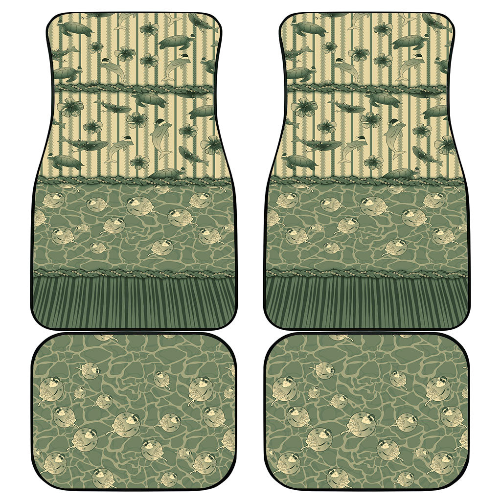 Hawaii Christmas In July Car Mats Olive Green Mele Kalikimaka Sea Animals