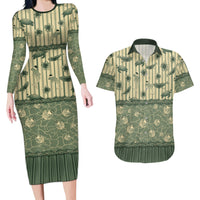 Hawaii Christmas In July Couples Matching Long Sleeve Bodycon Dress and Hawaiian Shirt Olive Green Mele Kalikimaka Sea Animals