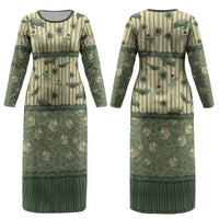 Hawaii Christmas In July Couples Matching Long Sleeve Bodycon Dress and Hawaiian Shirt Olive Green Mele Kalikimaka Sea Animals DT05 - Polynesian Pride