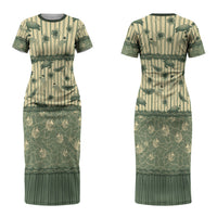 Hawaii Christmas In July Couples Matching Short Sleeve Bodycon Dress and Hawaiian Shirt Olive Green Mele Kalikimaka Sea Animals DT05 - Polynesian Pride