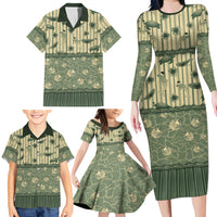 Hawaii Christmas In July Family Matching Long Sleeve Bodycon Dress and Hawaiian Shirt Olive Green Mele Kalikimaka Sea Animals
