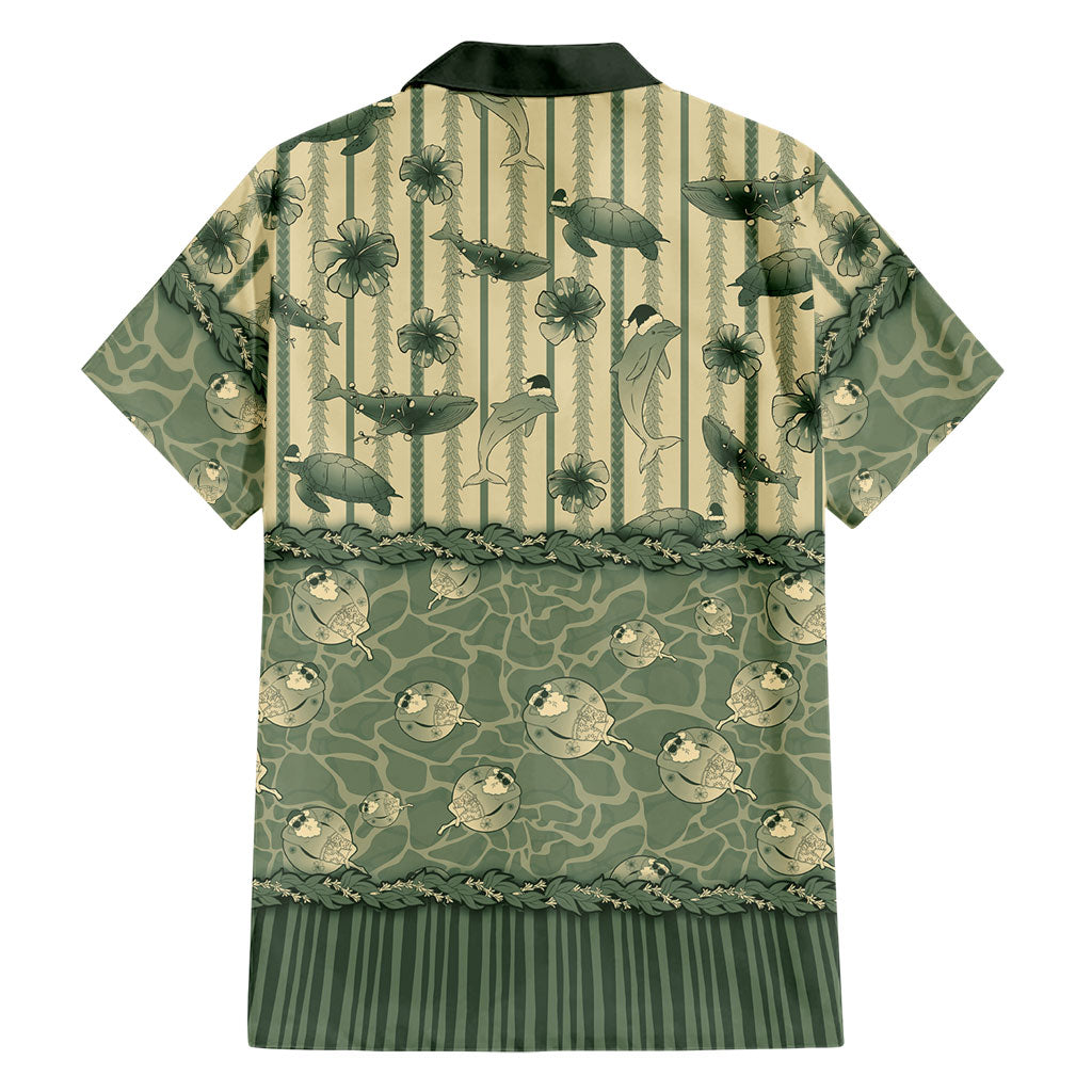 Hawaii Christmas In July Family Matching Mermaid Dress and Hawaiian Shirt Olive Green Mele Kalikimaka Sea Animals