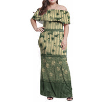 Hawaii Christmas In July Family Matching Off Shoulder Maxi Dress and Hawaiian Shirt Olive Green Mele Kalikimaka Sea Animals