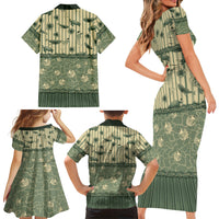 Hawaii Christmas In July Family Matching Short Sleeve Bodycon Dress and Hawaiian Shirt Olive Green Mele Kalikimaka Sea Animals