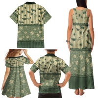 Hawaii Christmas In July Family Matching Tank Maxi Dress and Hawaiian Shirt Olive Green Mele Kalikimaka Sea Animals