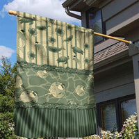 Hawaii Christmas In July Garden Flag Olive Green Mele Kalikimaka Sea Animals