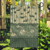 Hawaii Christmas In July Garden Flag Olive Green Mele Kalikimaka Sea Animals
