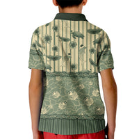 Hawaii Christmas In July Kid Polo Shirt Olive Green Mele Kalikimaka Sea Animals
