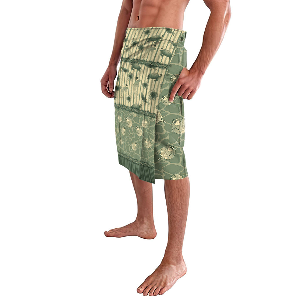Hawaii Christmas In July Lavalava Olive Green Mele Kalikimaka Sea Animals