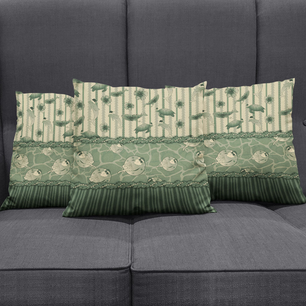 Hawaii Christmas In July Pillow Cover Olive Green Mele Kalikimaka Sea Animals
