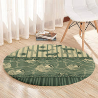 Hawaii Christmas In July Round Carpet Olive Green Mele Kalikimaka Sea Animals