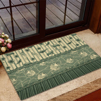 Hawaii Christmas In July Rubber Doormat Olive Green Mele Kalikimaka Sea Animals