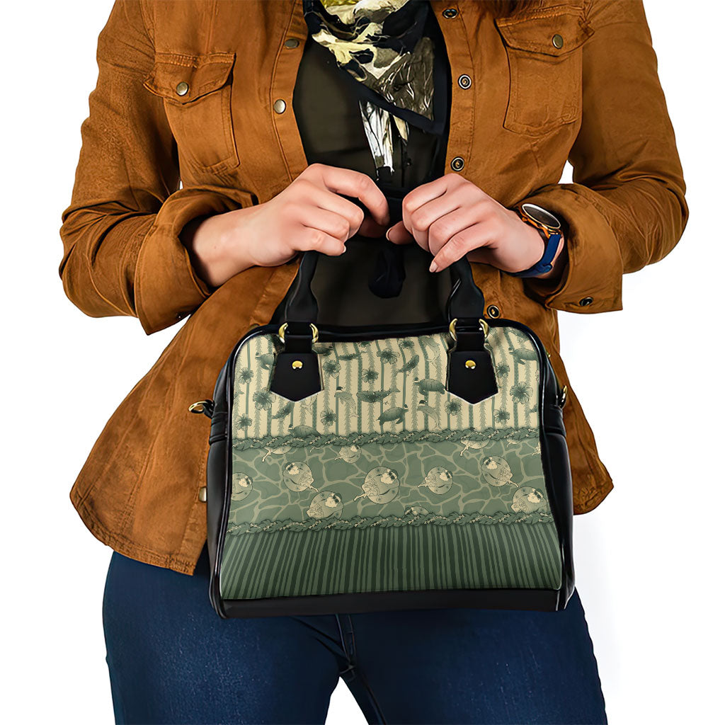 Hawaii Christmas In July Shoulder Handbag Olive Green Mele Kalikimaka Sea Animals