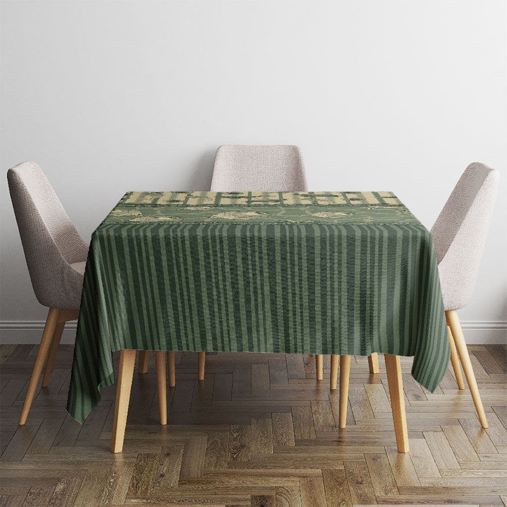 Hawaii Christmas In July Tablecloth Olive Green Mele Kalikimaka Sea Animals