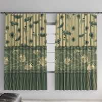 Hawaii Christmas In July Window Curtain Olive Green Mele Kalikimaka Sea Animals DT05 With Hooks Green - Polynesian Pride
