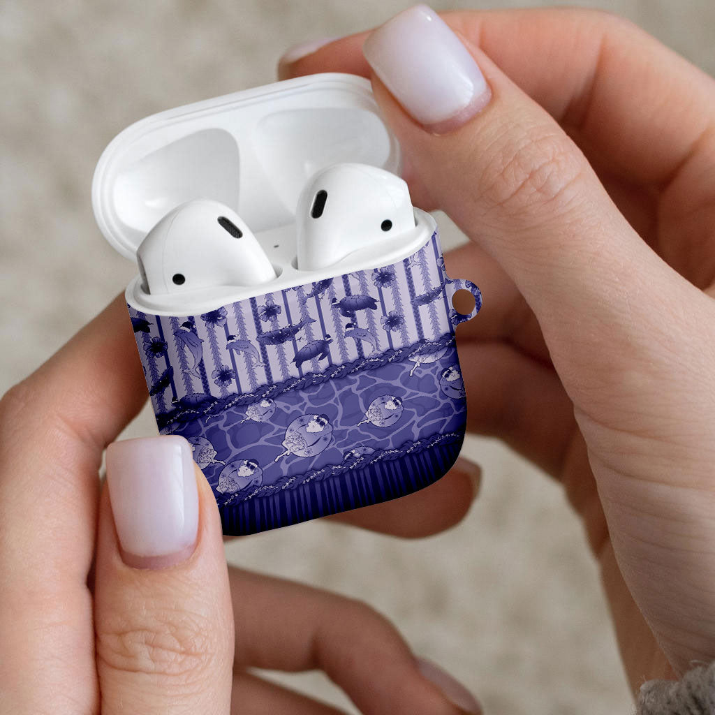 Hawaii Christmas In July AirPods Case Amethyst Purple Mele Kalikimaka Sea Animals