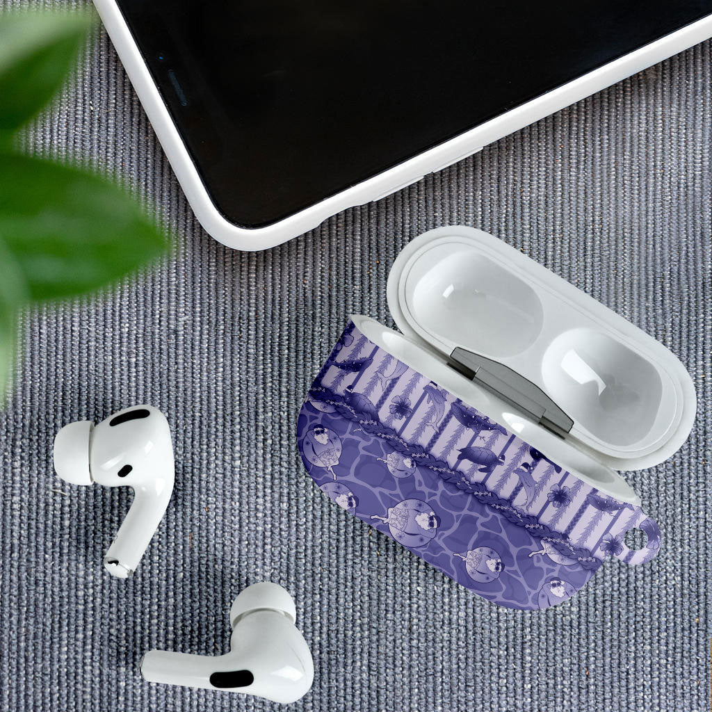Hawaii Christmas In July AirPods Case Amethyst Purple Mele Kalikimaka Sea Animals