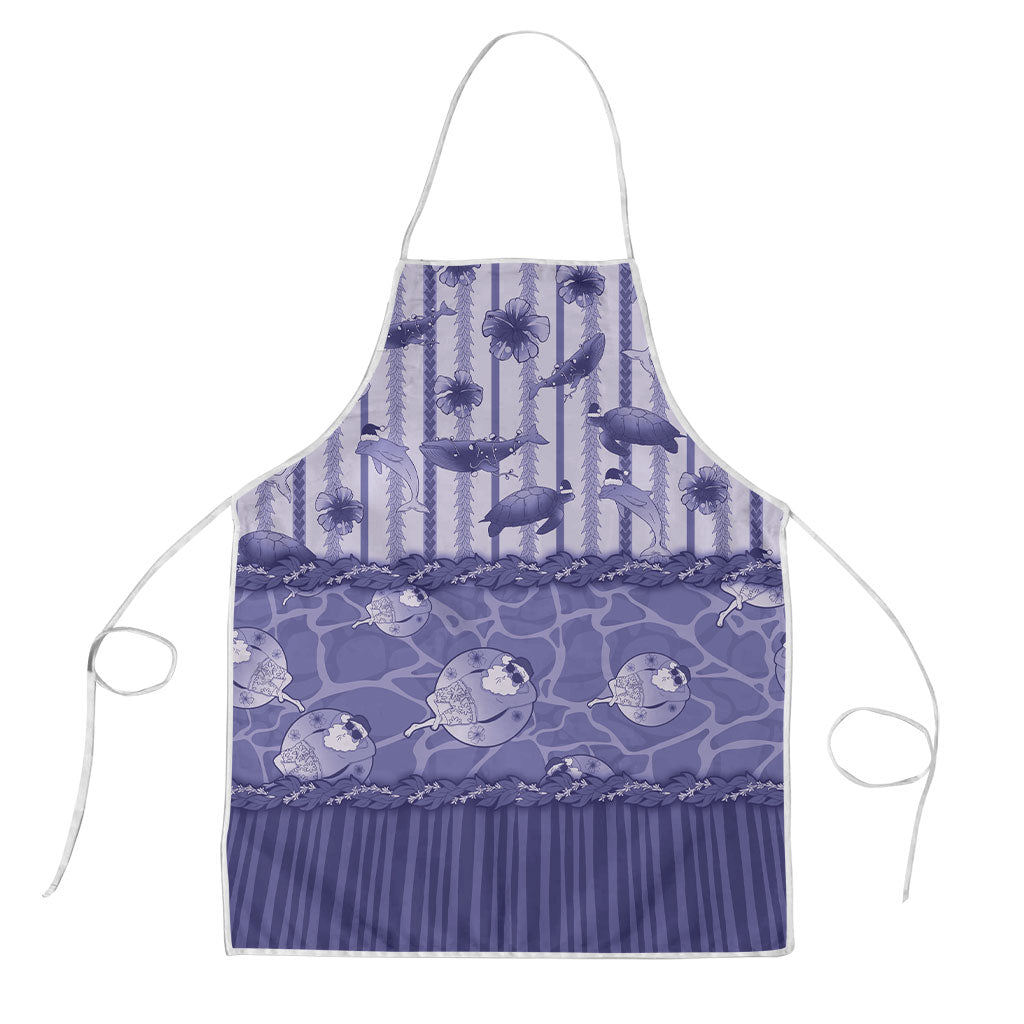 Hawaii Christmas In July Apron Amethyst Purple Mele Kalikimaka Sea Animals