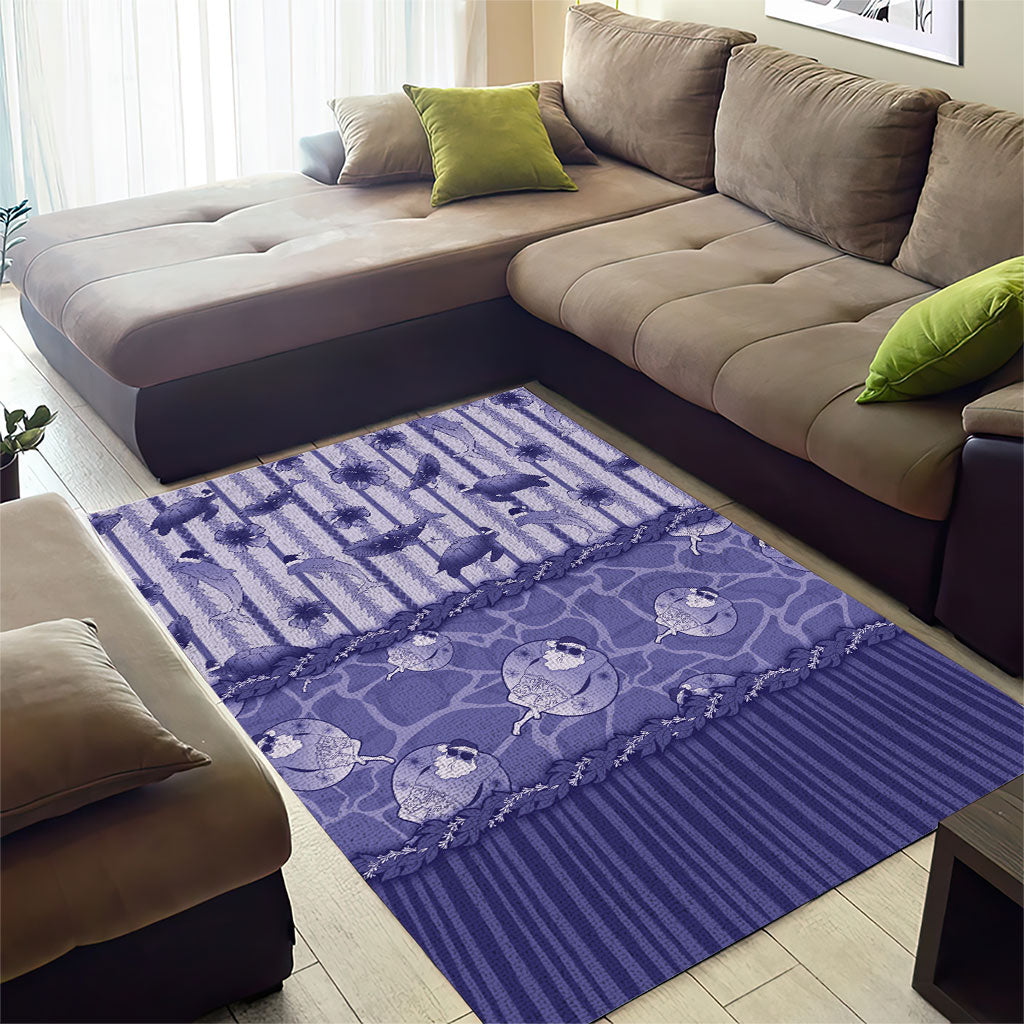 Hawaii Christmas In July Area Rug Amethyst Purple Mele Kalikimaka Sea Animals