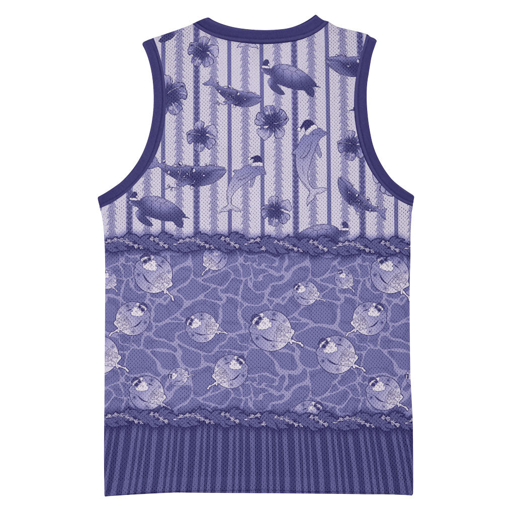 Hawaii Christmas In July Basketball Jersey Amethyst Purple Mele Kalikimaka Sea Animals