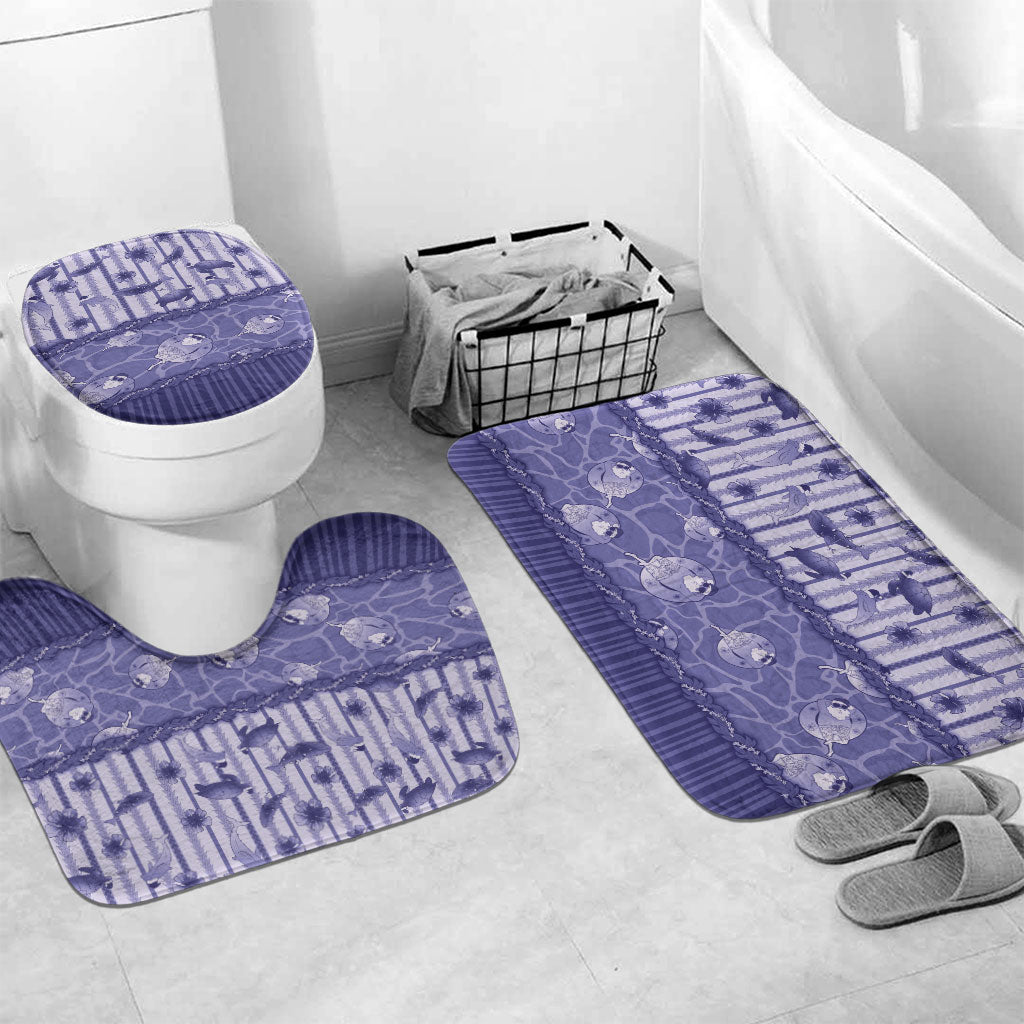 Hawaii Christmas In July Bathroom Set Amethyst Purple Mele Kalikimaka Sea Animals