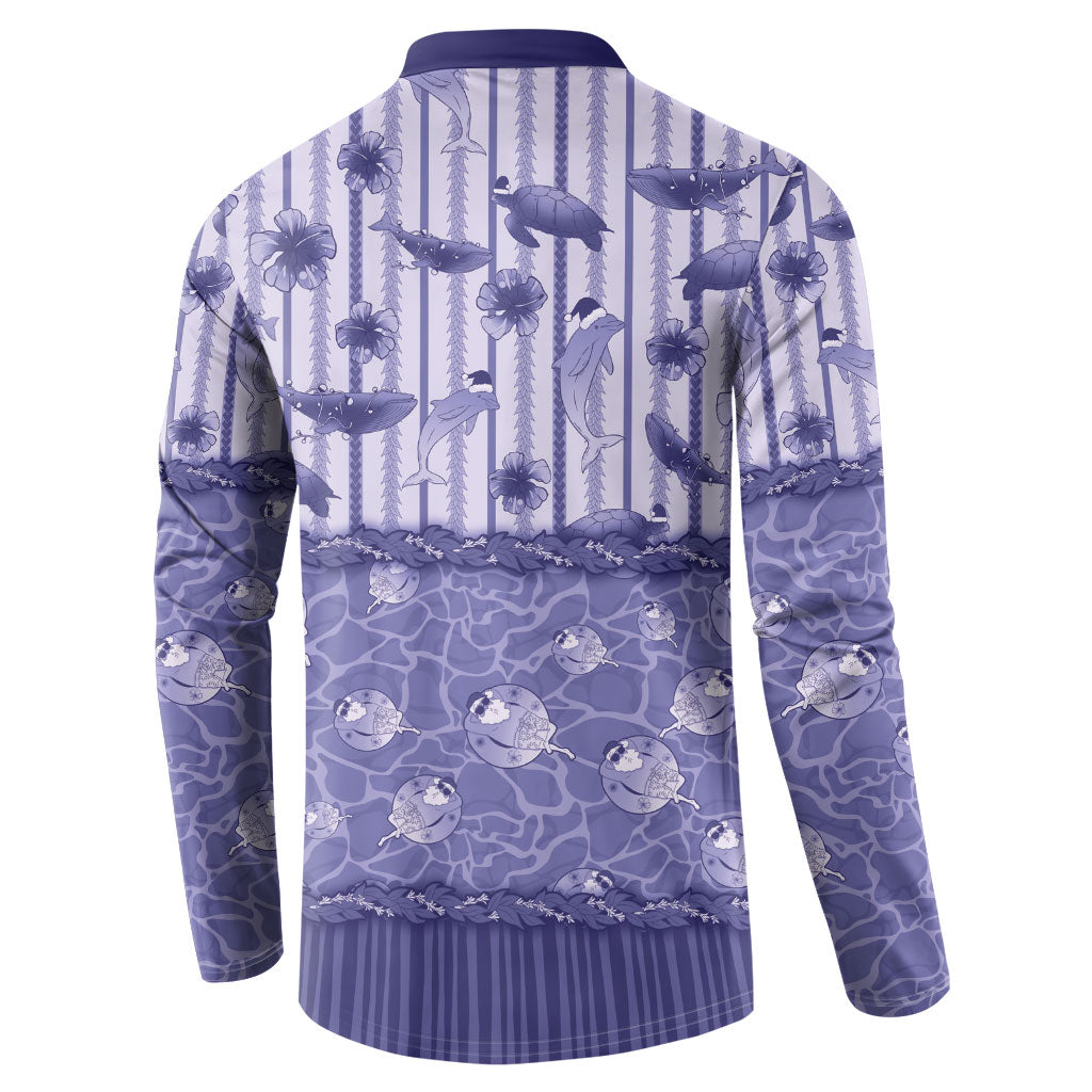 Hawaii Christmas In July Button Sweatshirt Amethyst Purple Mele Kalikimaka Sea Animals