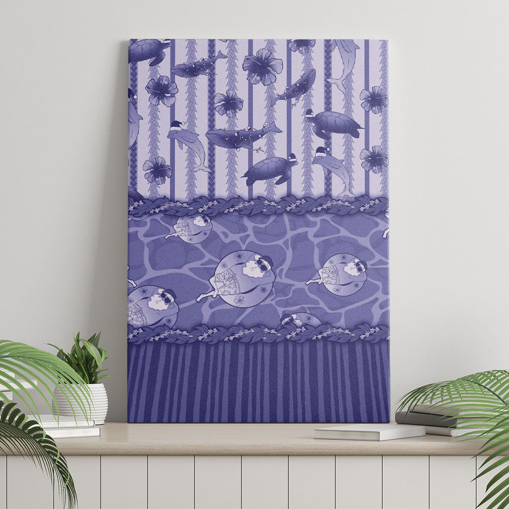 Hawaii Christmas In July Canvas Wall Art Amethyst Purple Mele Kalikimaka Sea Animals
