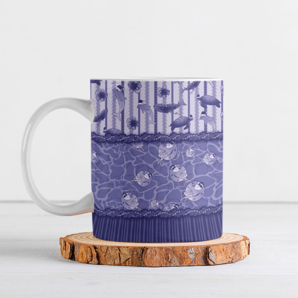 Hawaii Christmas In July Ceramic Mug Amethyst Purple Mele Kalikimaka Sea Animals