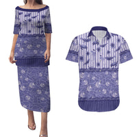 Hawaii Christmas In July Couples Matching Puletasi and Hawaiian Shirt Amethyst Purple Mele Kalikimaka Sea Animals