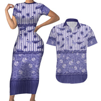 Hawaii Christmas In July Couples Matching Short Sleeve Bodycon Dress and Hawaiian Shirt Amethyst Purple Mele Kalikimaka Sea Animals