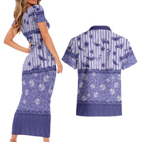 Hawaii Christmas In July Couples Matching Short Sleeve Bodycon Dress and Hawaiian Shirt Amethyst Purple Mele Kalikimaka Sea Animals