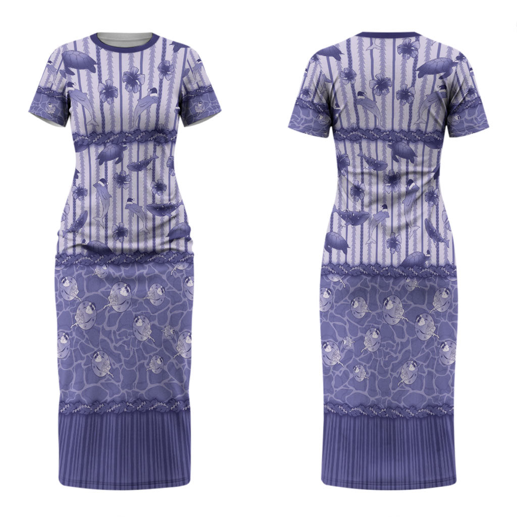 Hawaii Christmas In July Couples Matching Short Sleeve Bodycon Dress and Long Sleeve Button Shirt Amethyst Purple Mele Kalikimaka Sea Animals DT05 - Polynesian Pride