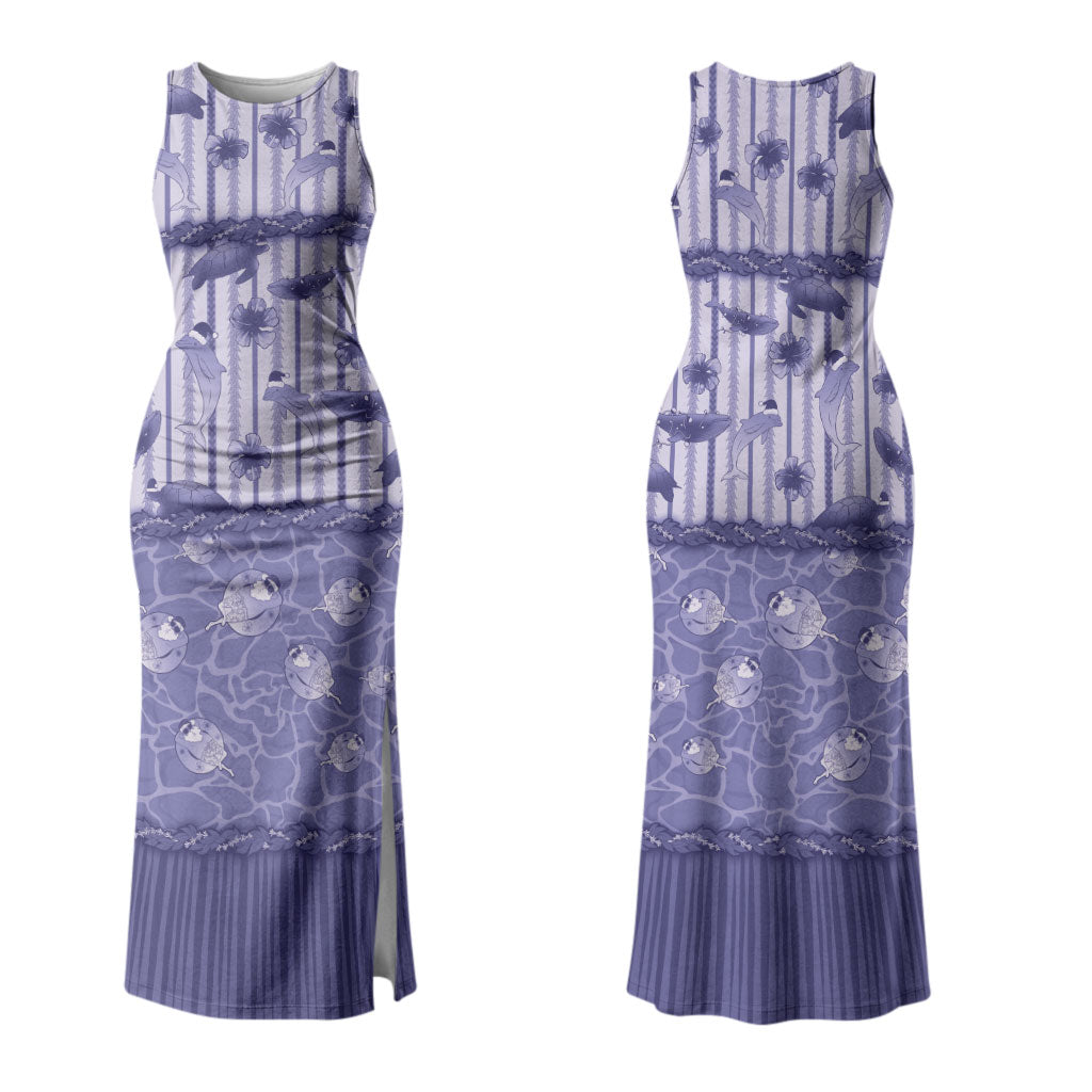 Hawaii Christmas In July Couples Matching Tank Maxi Dress and Hawaiian Shirt Amethyst Purple Mele Kalikimaka Sea Animals DT05 - Polynesian Pride